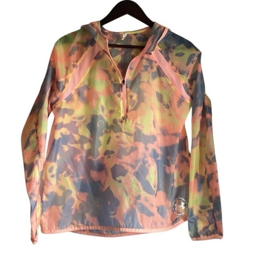 Under Armour Pink Camo‎ Windbreaker Jacket Unisex M Hooded Lightweight